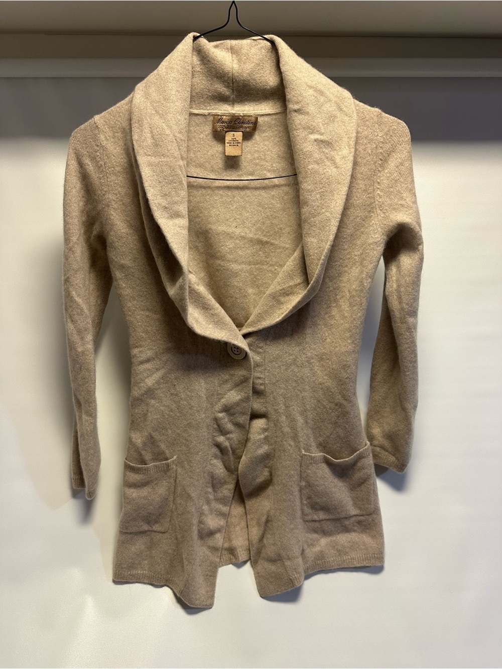Marisa Christina Beige Shawl Collar Cardigan